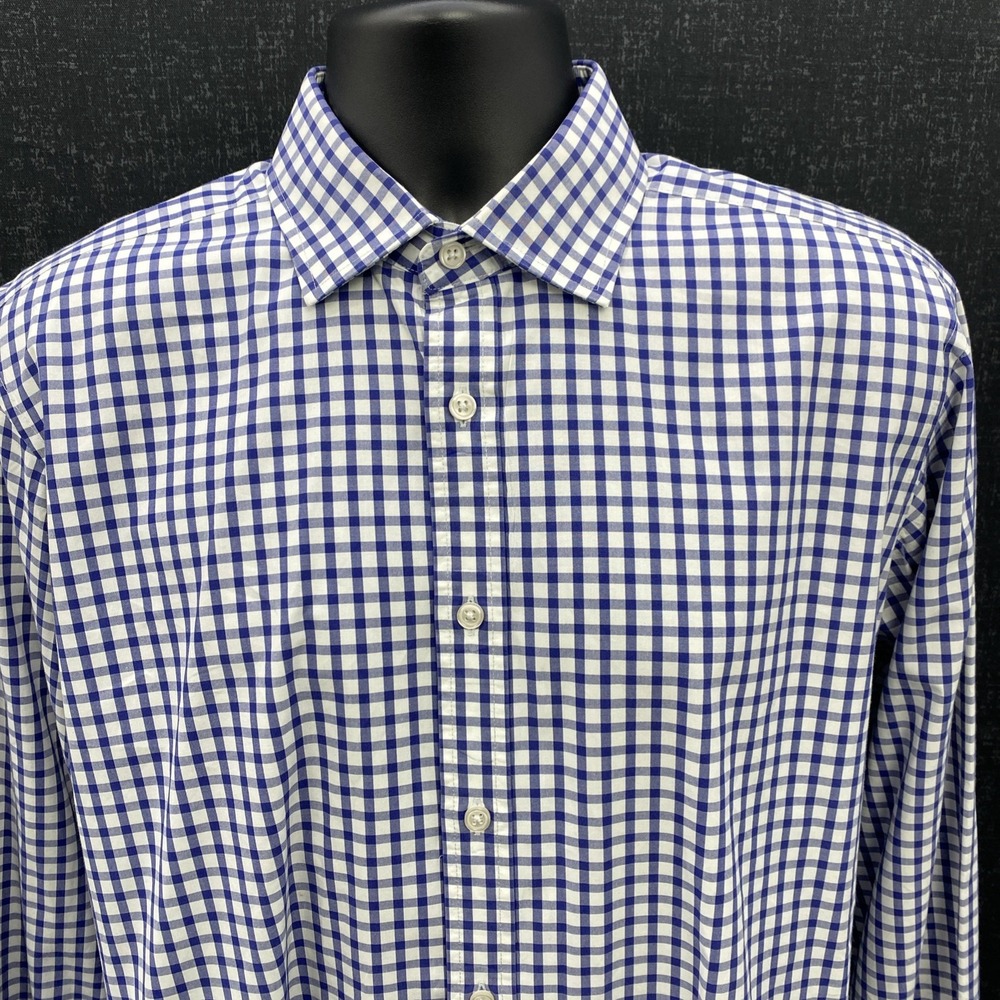 TM LEWIN Men's Gingham‎ Shirt Lewin 100 Slim Fit 16.5" Collar Jermyn Street
